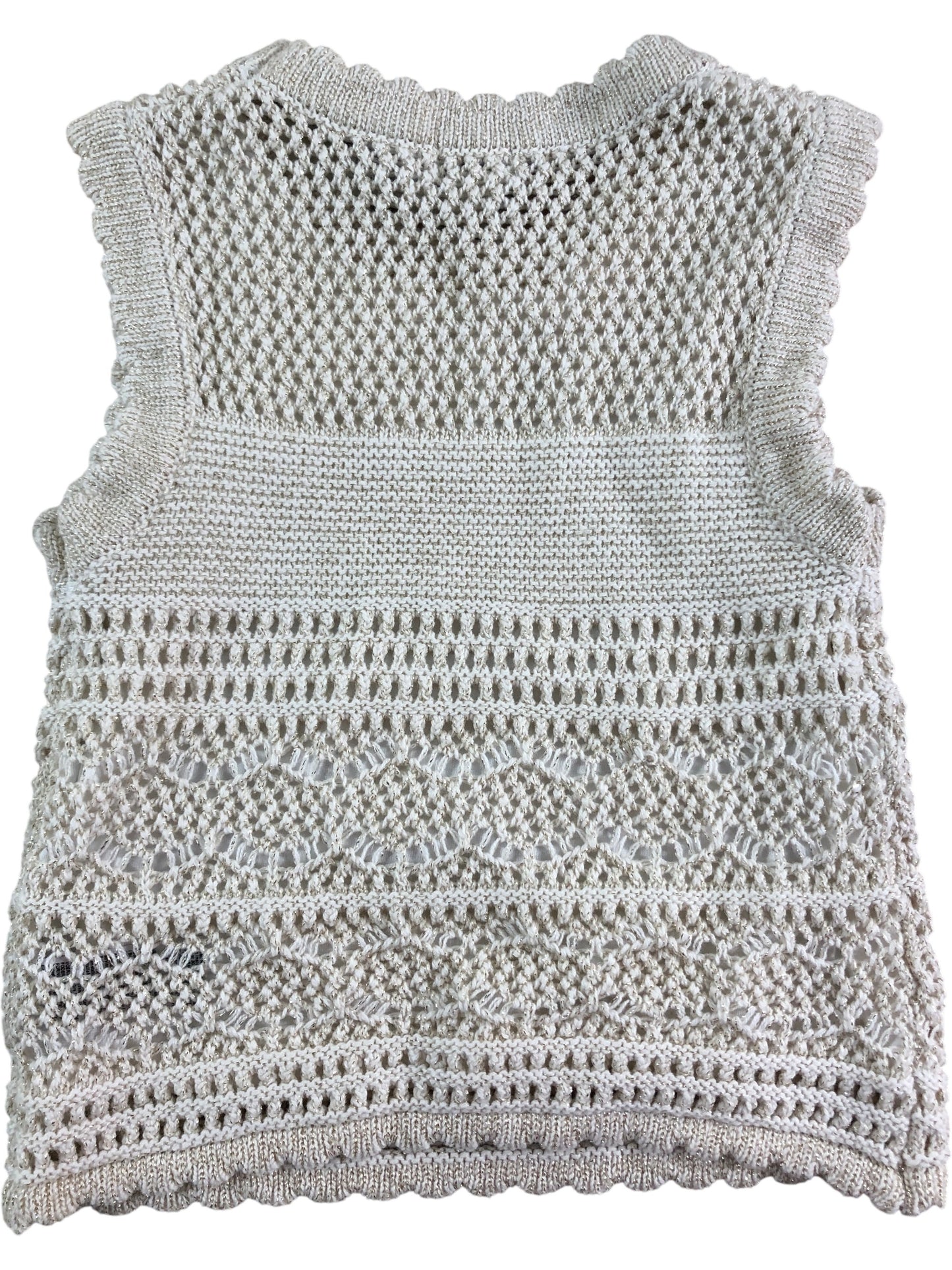 River Island Cropped Knit Top 5-6YRS Women's Casual White Hand Knitted Design