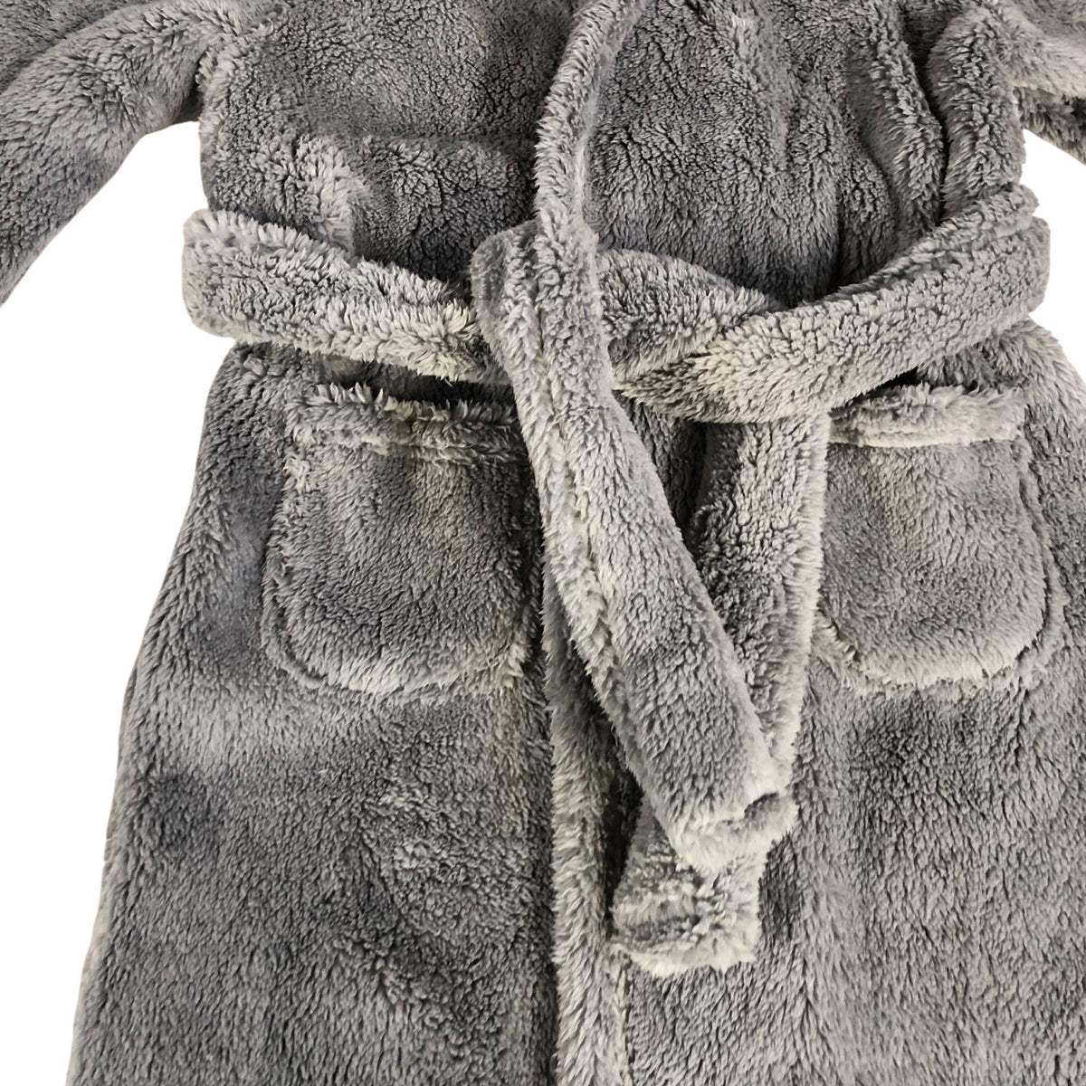 Bath Rugby Hooded Robe Kids Size 7-8 Years Soft Fleece Grey
