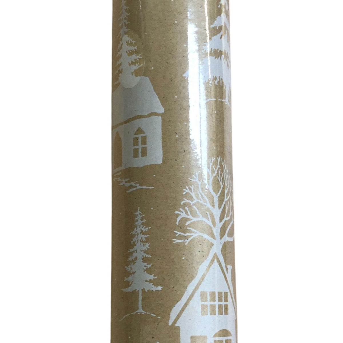 Decorative Brown Paper Christmas Wrap Winter Scene 12 Metre Roll