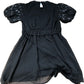 Black Dress Size 12 Women Embellished Short Puff Sleeve Stylish
