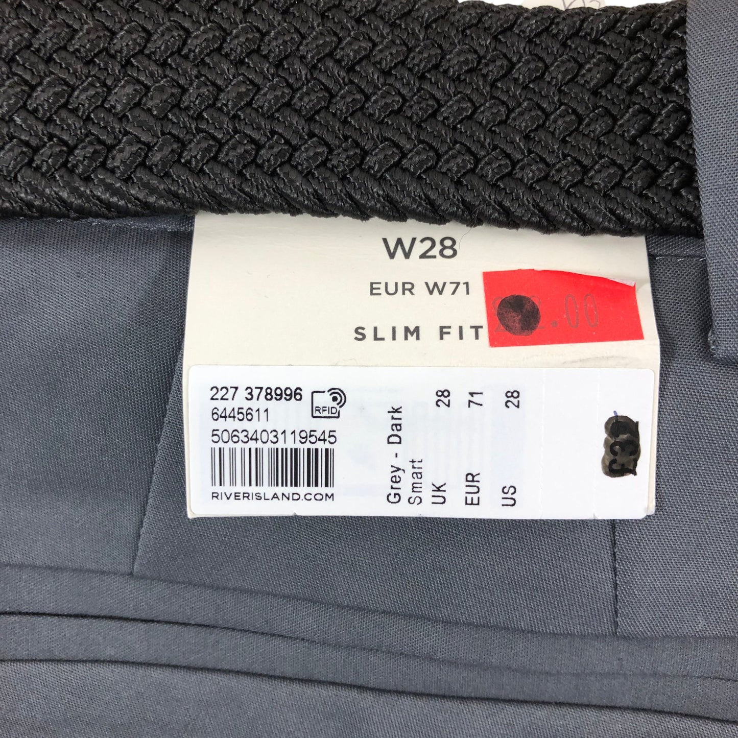 River Island Slim Fit Shorts UK28 Men's Dark Grey Smart Casual Wear