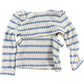 River Island Cotton On Girls Crop Sweater Size 5-6YRS White Blue Stripe Kids