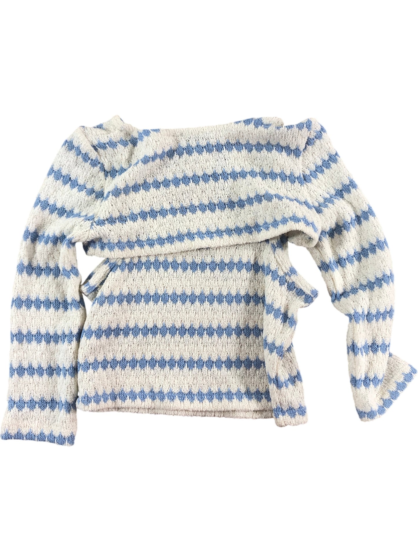 River Island Cotton On Girls Crop Sweater Size 5-6YRS White Blue Stripe Kids