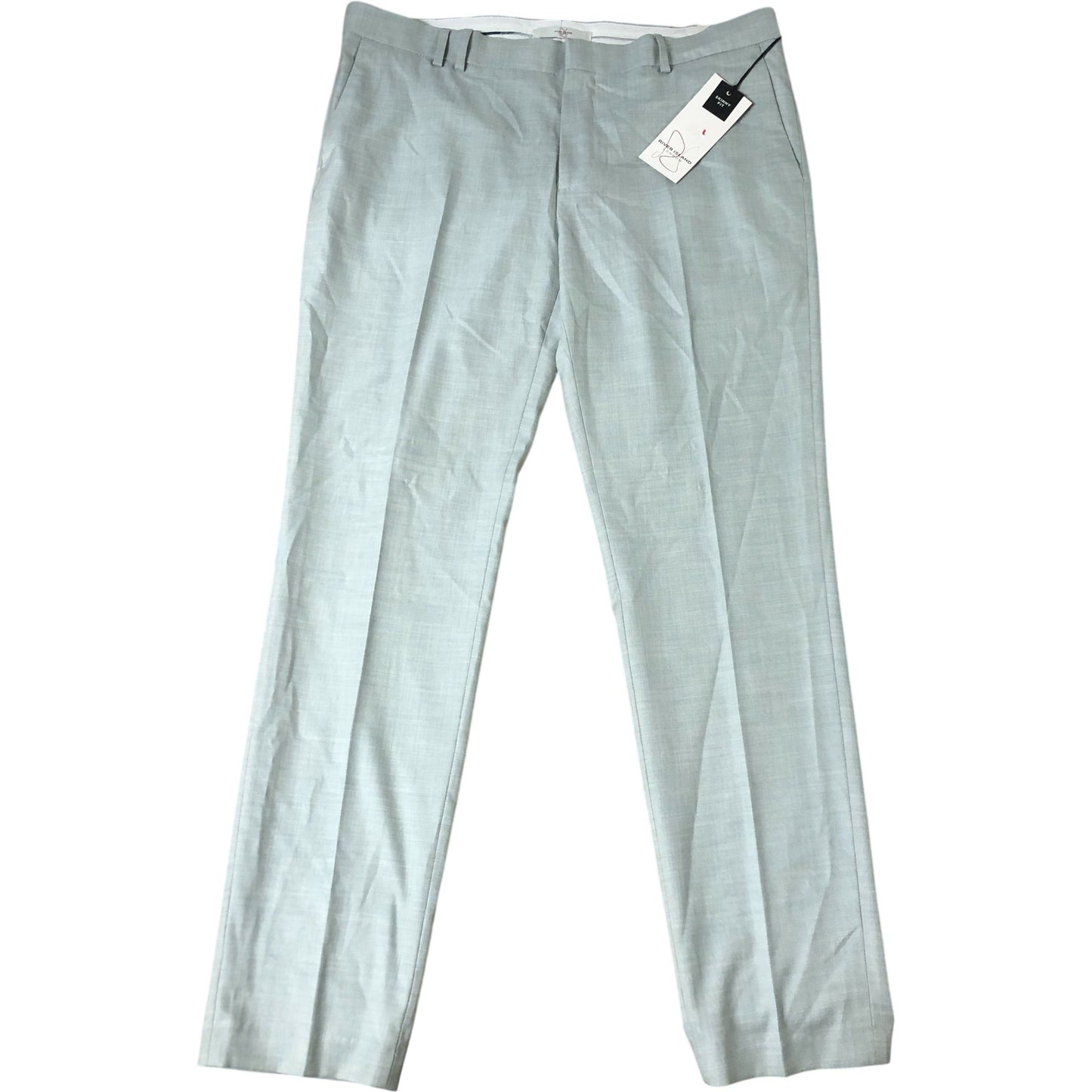 River Island W38 L32 Men's Skinny Fit Trousers Light Green Slim Stretch Style