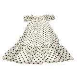 River Island UK10 Women's Polka Dot Dress Off Shoulder Puff Sleeve White Black