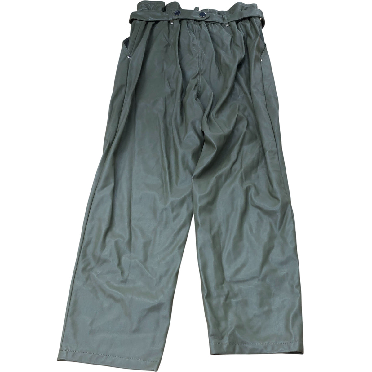River Island Green Trousers UK14 Women's High Waisted Belted Casual Style