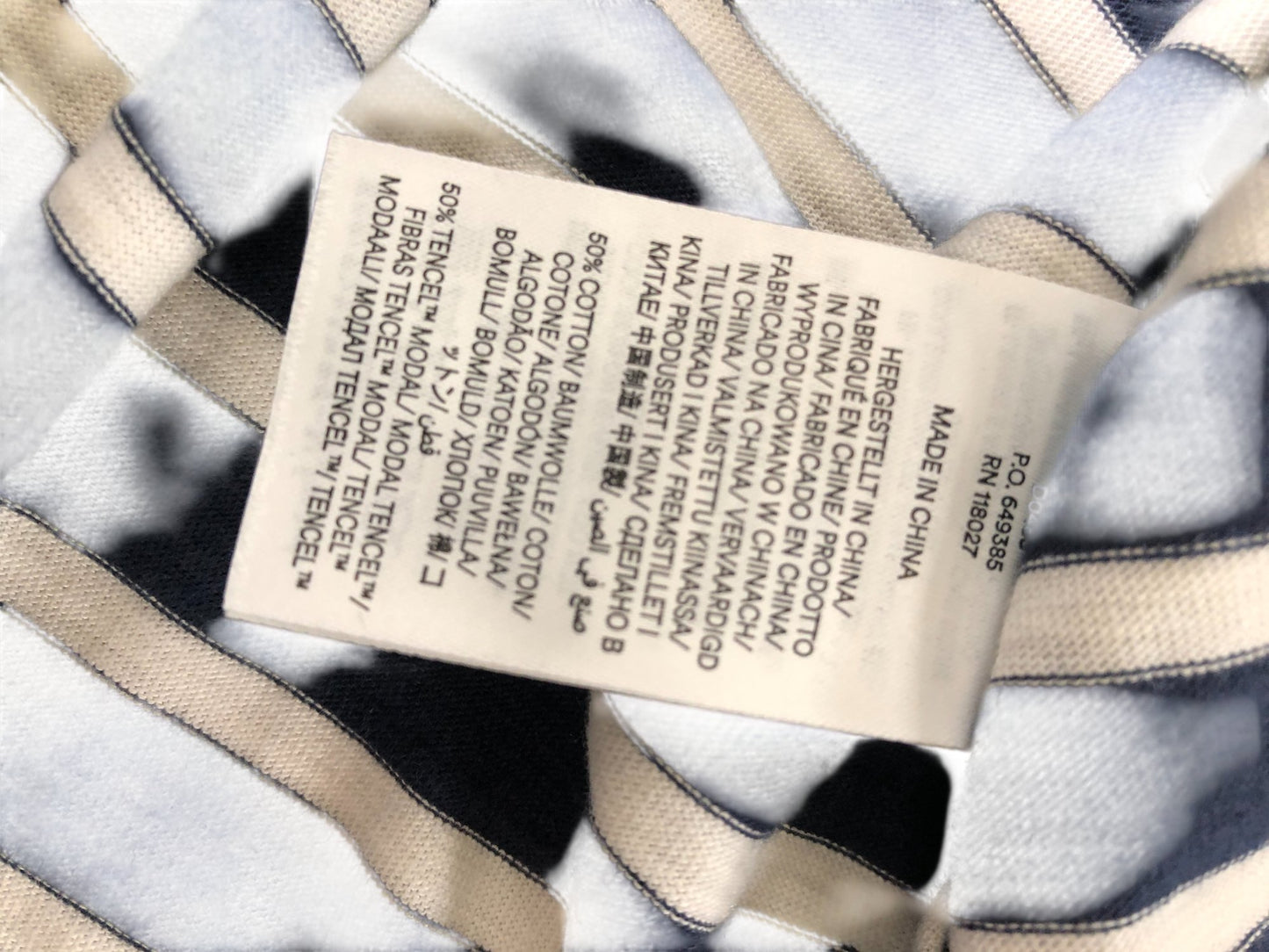 Striped Dress UK14 Women's Short Sleeve Midi Cotton Blend Navy Cream