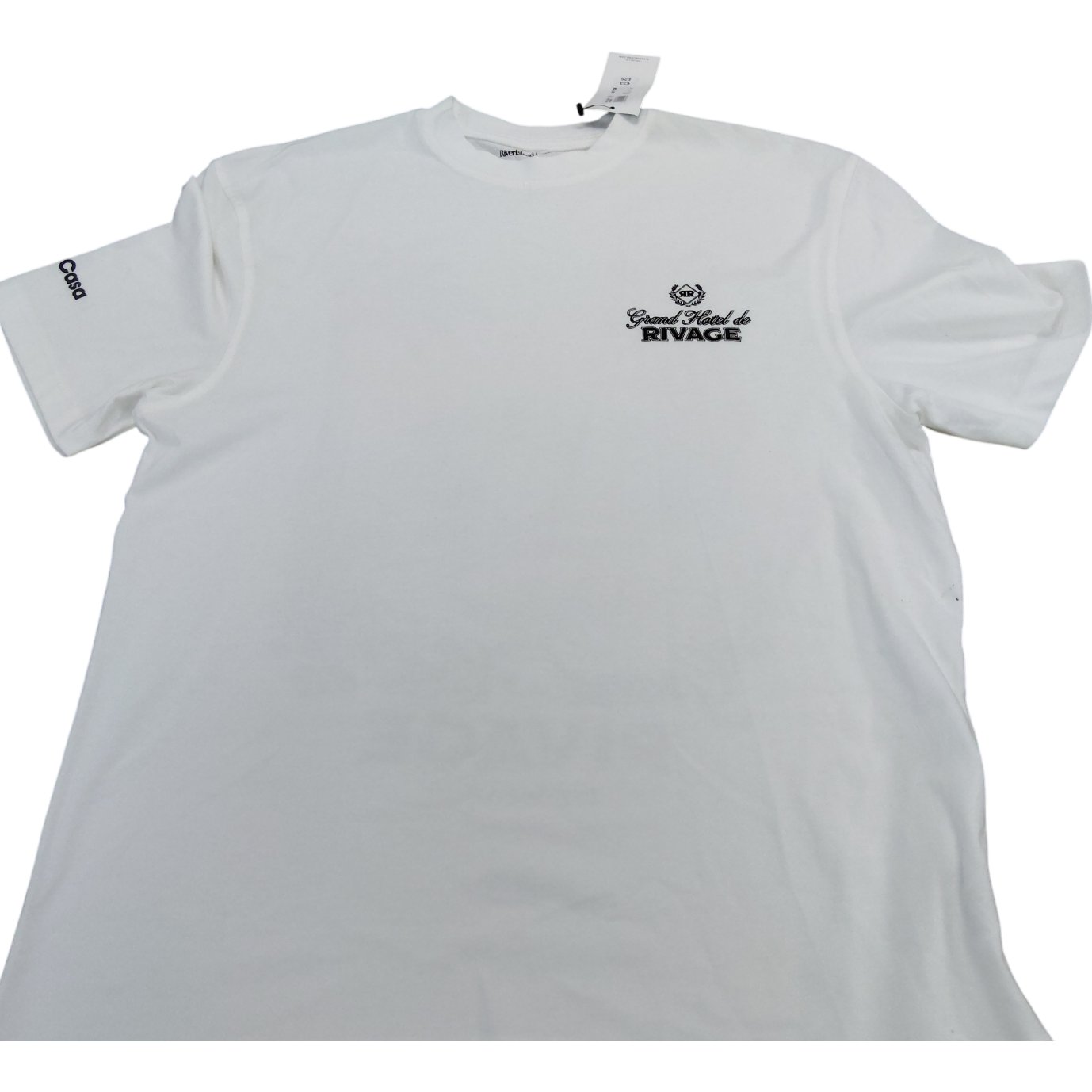 River Island Casa Grand Hotel  Rivage T Shirt M Men's White Graphic Printed Top