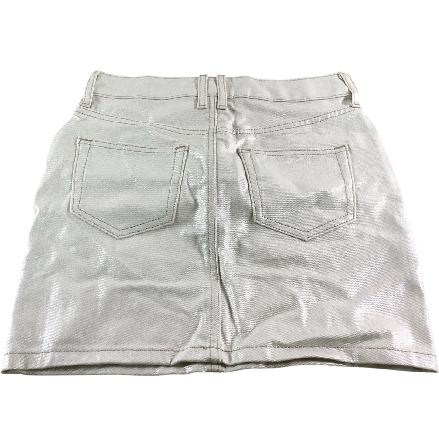 River Island Women's A Line Mini Skirt UK6 32 Beige Metallic Cotton Blend