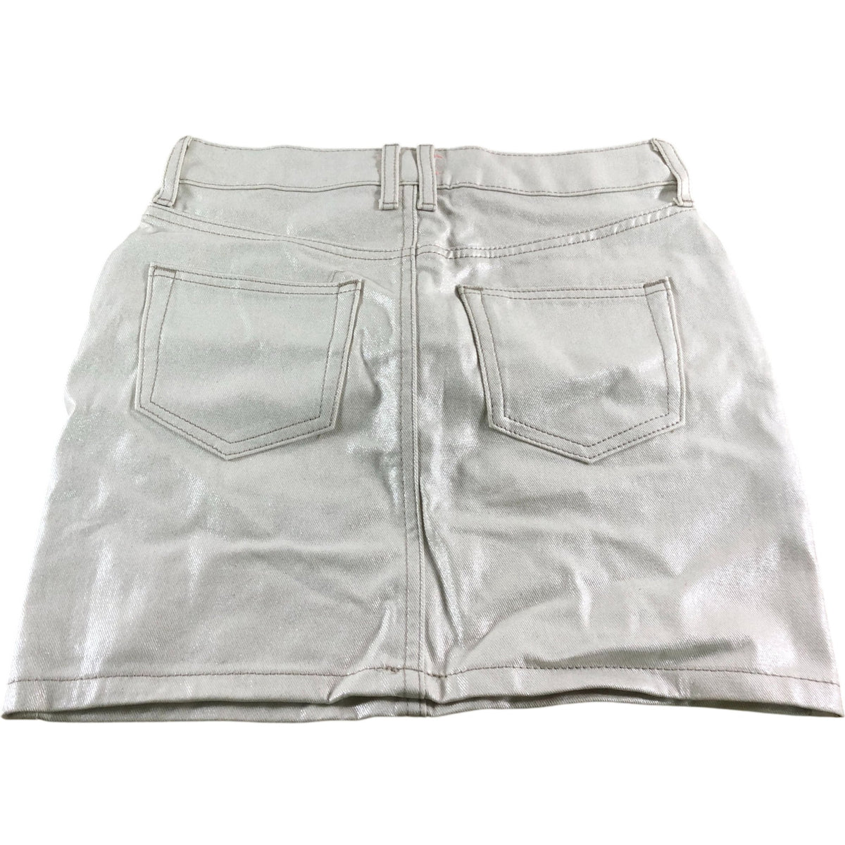 River Island Women's A Line Mini Skirt UK6 32 Beige Metallic Cotton Blend