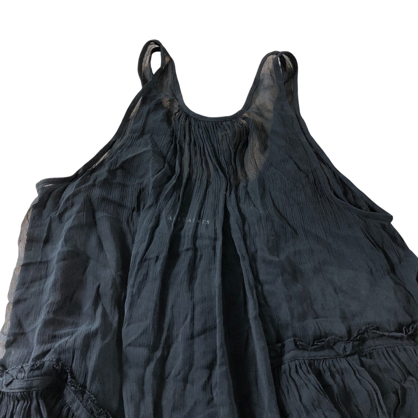 AllSaints Black Sheer Tiered Vest Top - Size 14