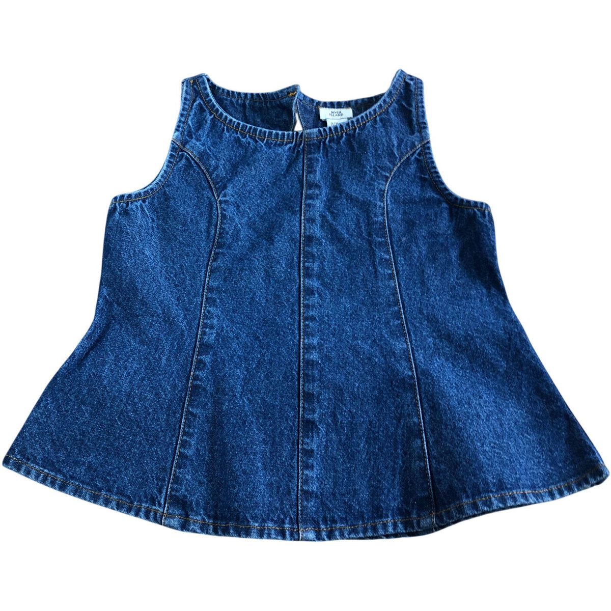 River Island Denim Top UK7-8 Years Girls Sleeveless Cotton Zip Back