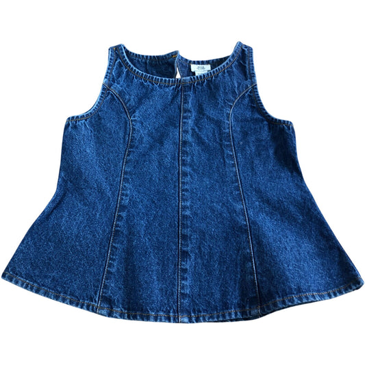 River Island Denim Top UK7-8 Years Girls Sleeveless Cotton Zip Back