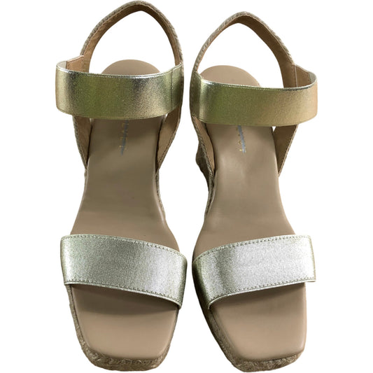 Espadrille Wedge Sandals UK8 Women's Gold Metallic Casual Footwear