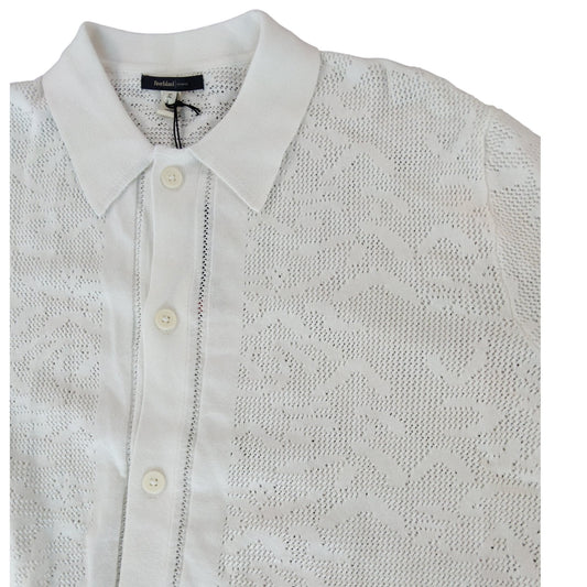 River Island Women's Crochet White Short Sleeve Top Size L Elegant Design