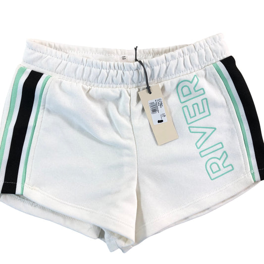 RIVER ISLAND Girls Activewear Shorts Size 5-6 Years White Black Green Stripe