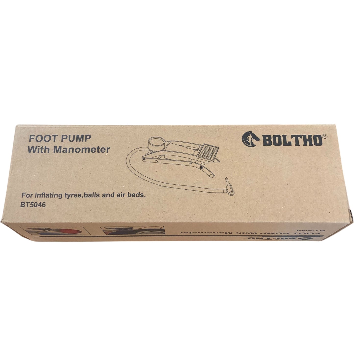 BOLTHO Foot Pump With Manometer BT5046 For Inflating Tyres Balls Air Beds