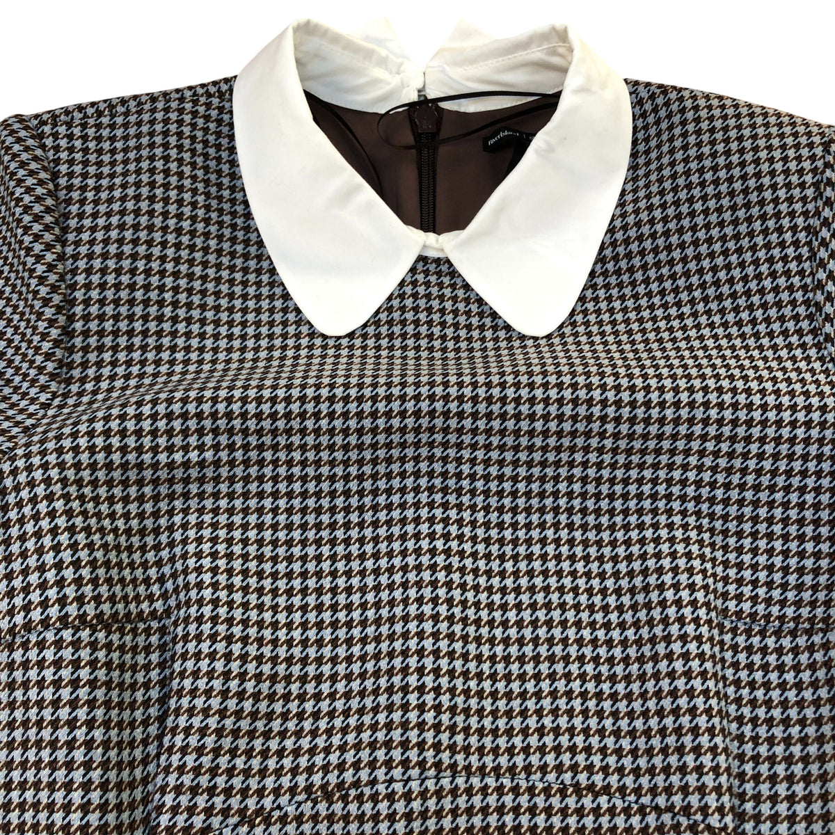 River Island Houndstooth Dress UK12 Women's Button Detail Short Sleeve Collared