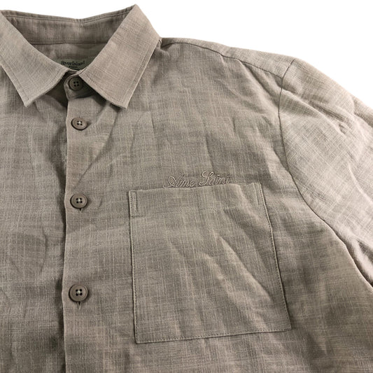 River Island Linen Look Shirt Men Beige Long Sleeve Pocket Button Up Large
