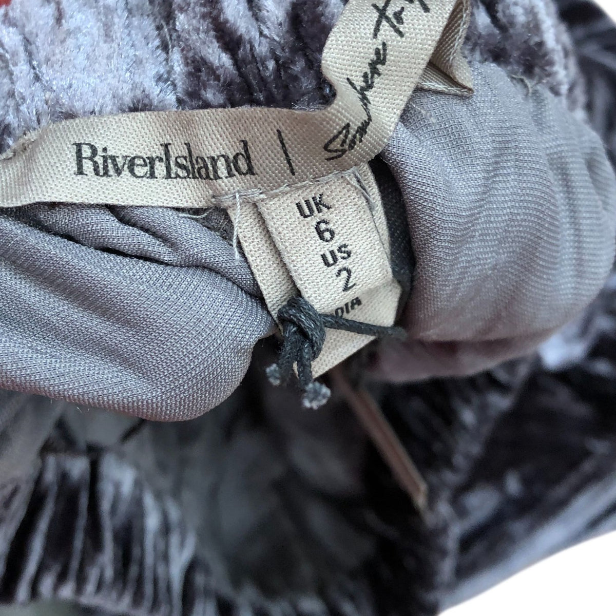 River Island Velvet Trousers Women's Wide Leg Style Grey Size 6