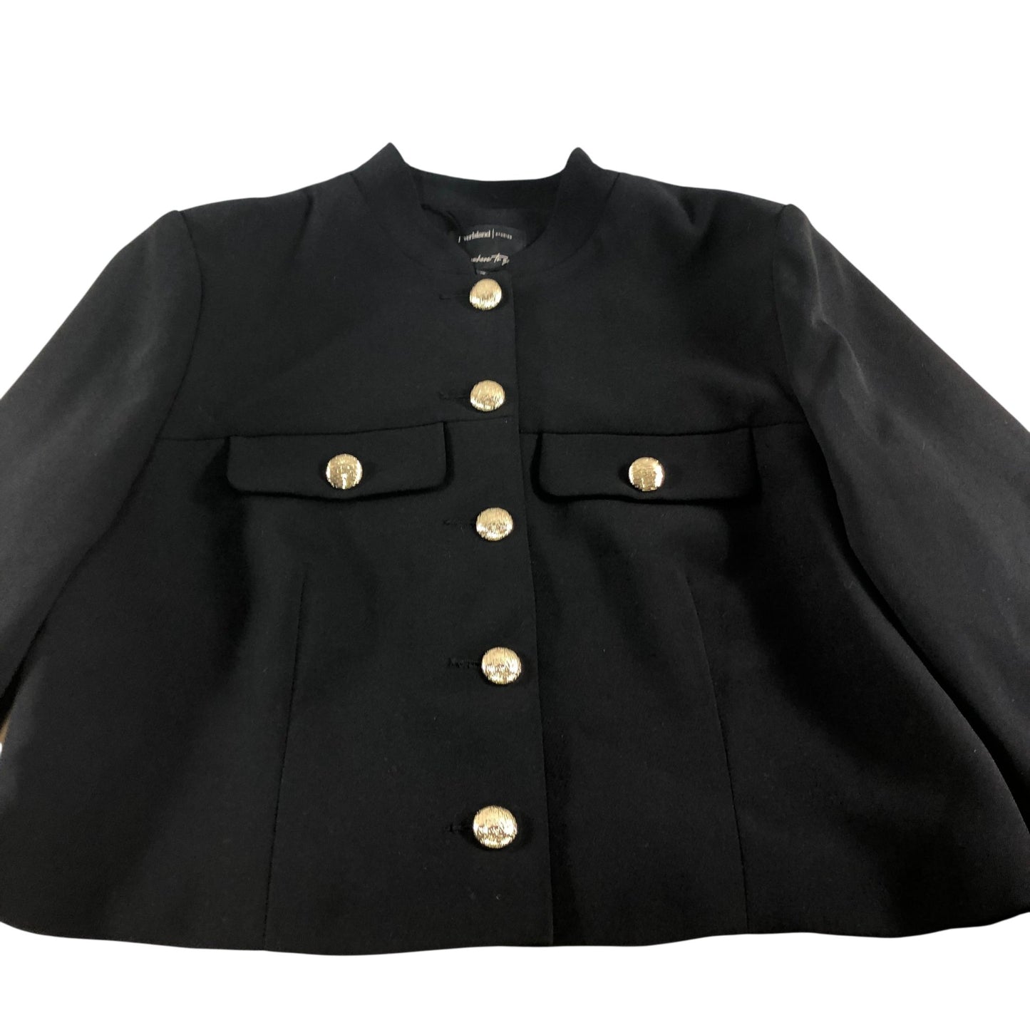 River Island Cropped Jacket UK18 Women's Black Polyester Gold Button Detail