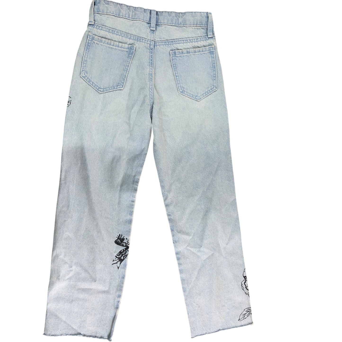 River Island Straight High Rise Jeans UK9 Years Girls Light Denim Floral Print