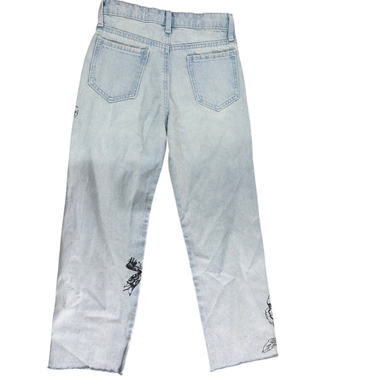 River Island Straight High Rise Jeans UK9 Years Girls Light Denim Floral Print