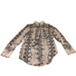 Branded Snake Print Tie Neck Blouse - Size 6
