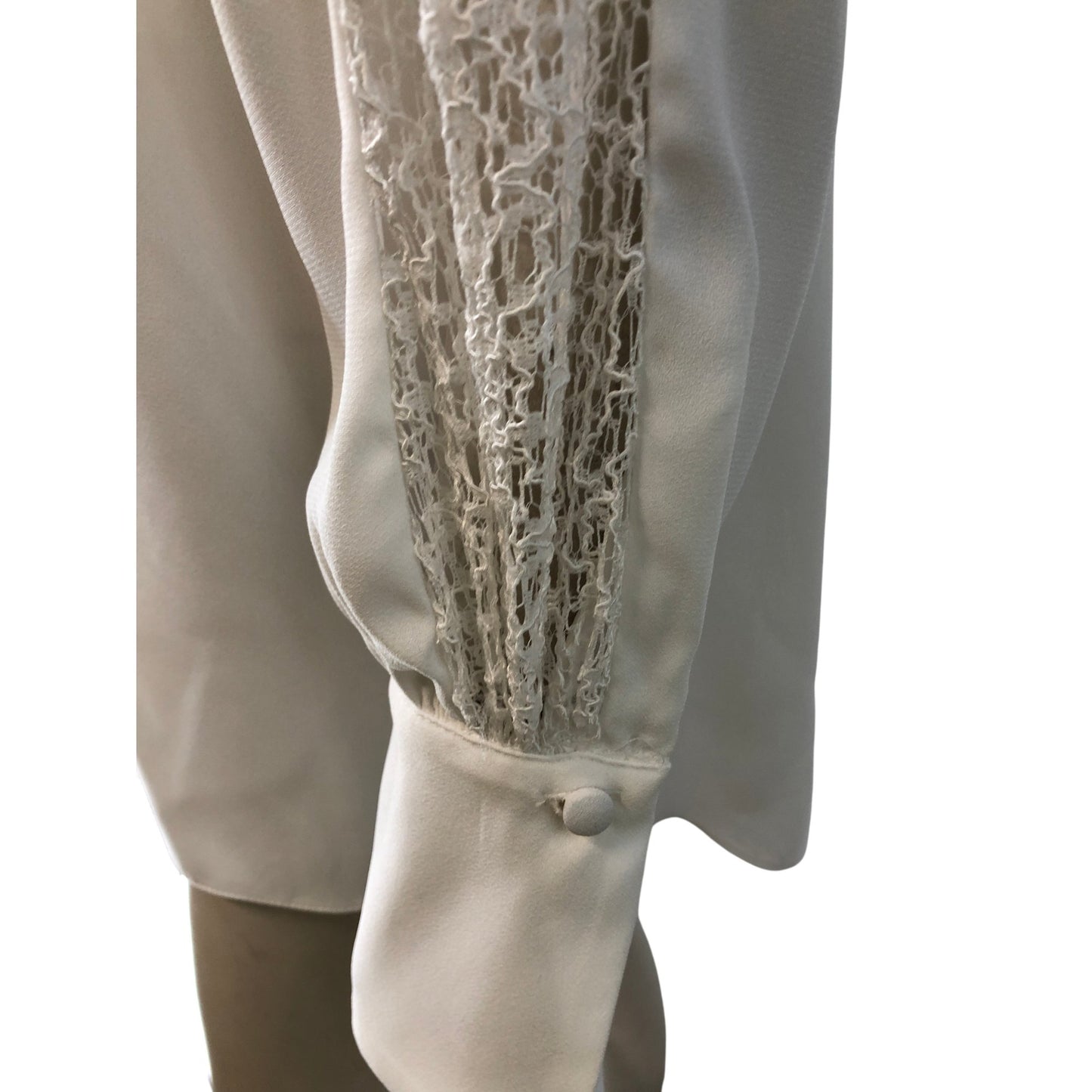 River Island UK12 Women's White Long Sleeve Blouse With Lace Detail