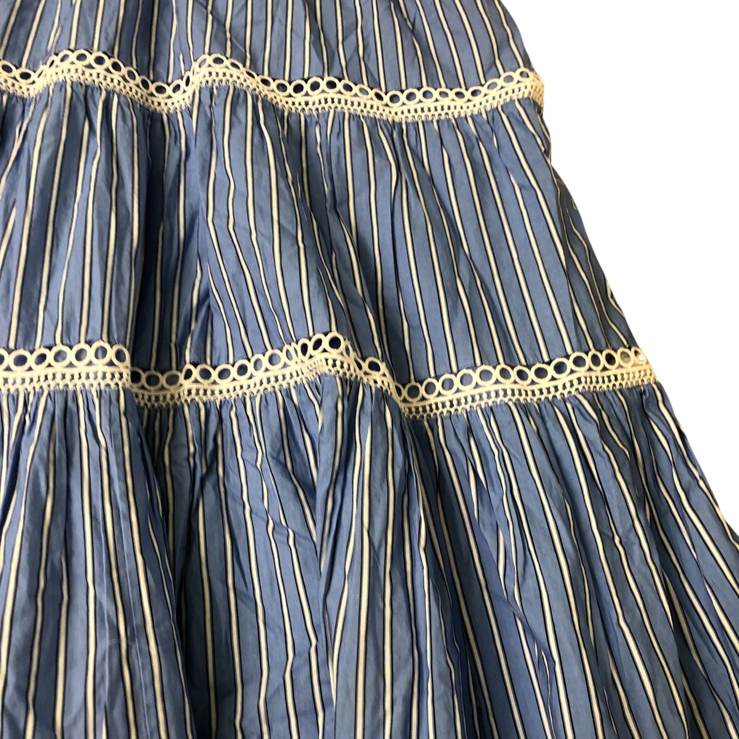 Blue Tiered Striped Summer Dress Size 16