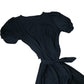 Black Puff Sleeve Tie Waist Dress Women's Casual Style UK14