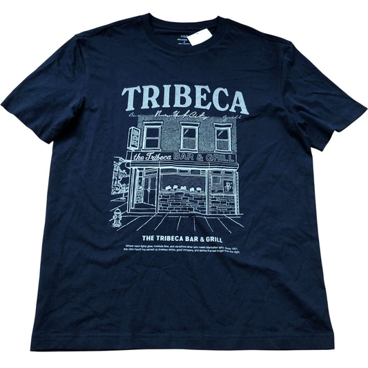 Relaxed Fit Graphic Print Tribeca Bar Grill Navy T-Shirt Size M