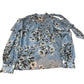 River Island Floral Print Blouse Size 12 Women's Lightweight Blue Long Sleeve