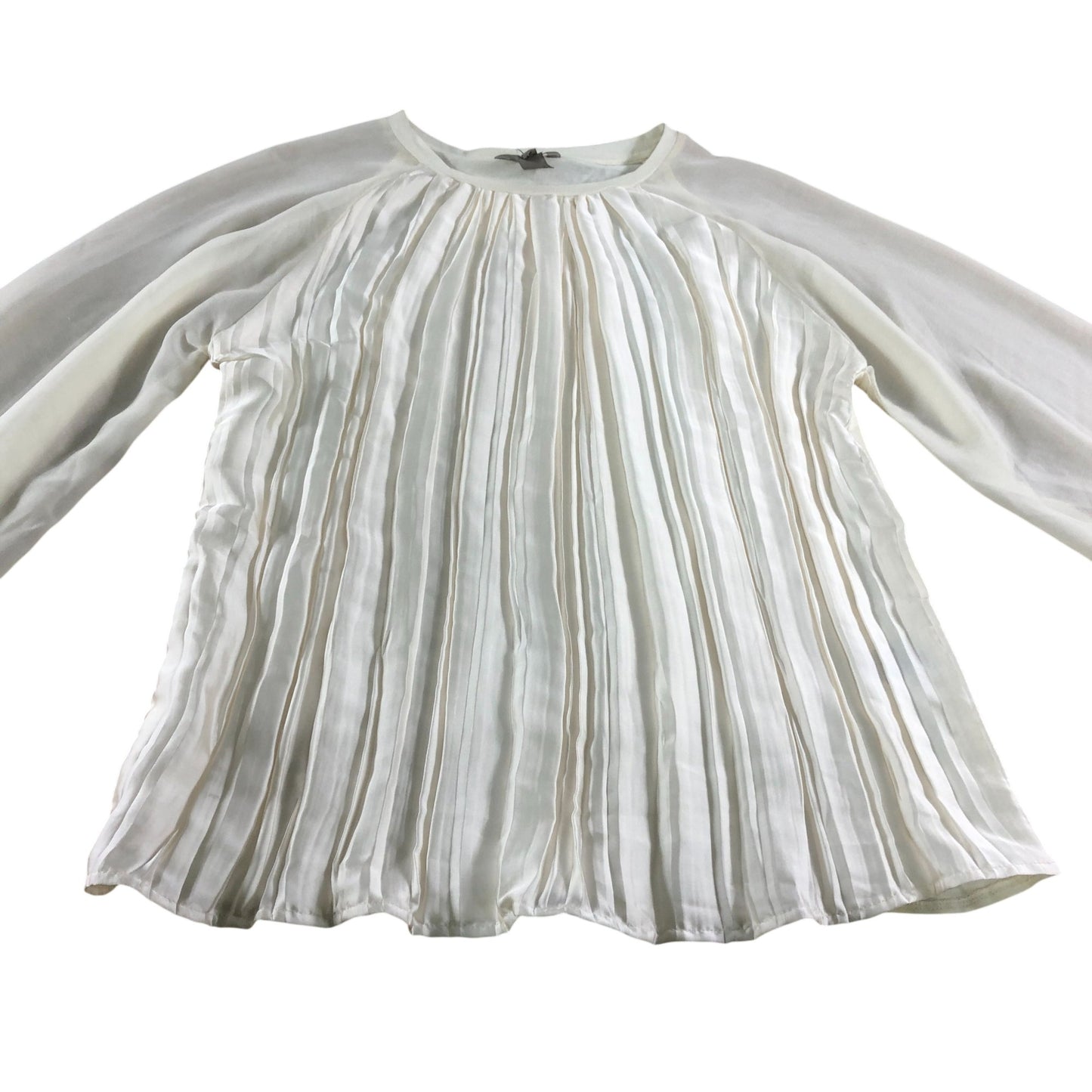 River Island UK6 Women's Pleated Blouse Long Sleeve Cream Polyester Top