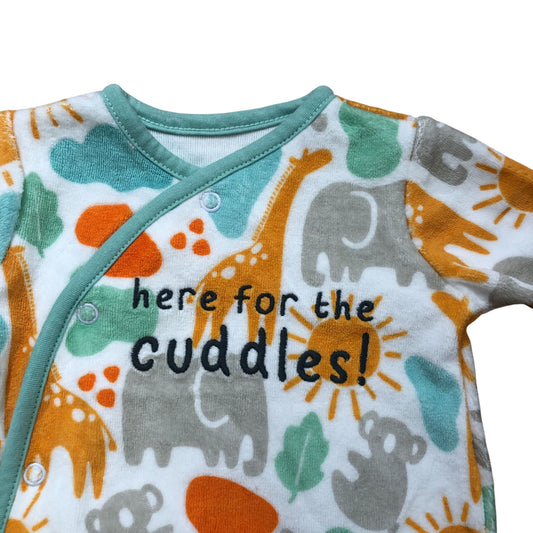 Dunnes Stores Newborn Baby Playsuit Here For The Cuddles Animal Print