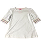 Puff Sleeve Top Women's White Cotton Blend With Colourful Trim UK10