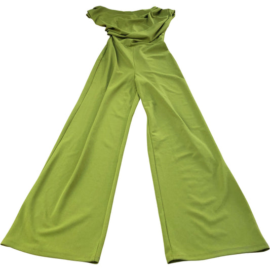 River Island Flared Jumpsuit Women's Green Polyester Stretchy Casual Wear