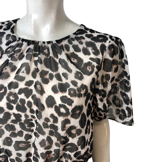 Friends Like These Women's Size 16 Leopard Print Dress Short Sleeve Tiered