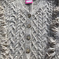 Knitted Cardigan Size 22 Women's Chunky Knit with Frills Cream
