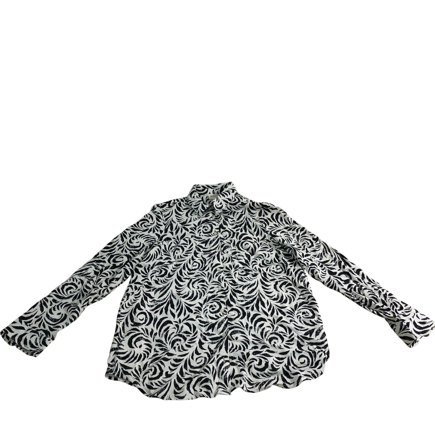 River Island Floral Print Shirt UK8 Women's Casual Button Up Top Black White