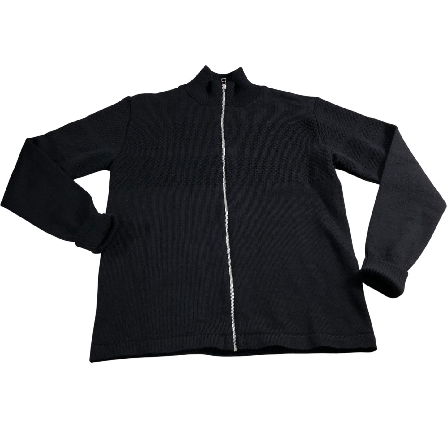 Mads Norgaard Wool Klemens Zip Knit Jumper M Men's Black Zip Sweater