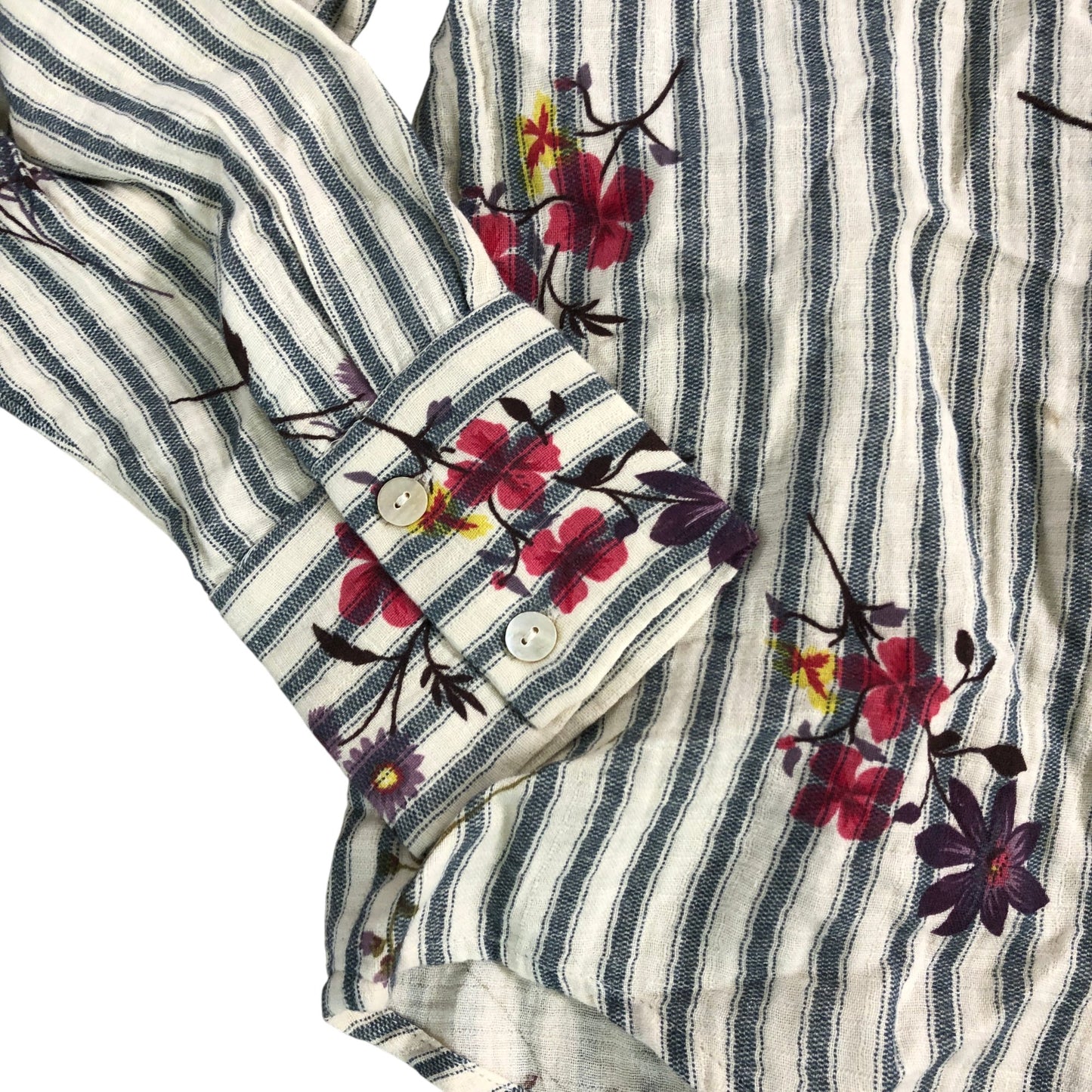 River Island Floral Striped Shirt UK6 Women's 100 Cotton Casual Top