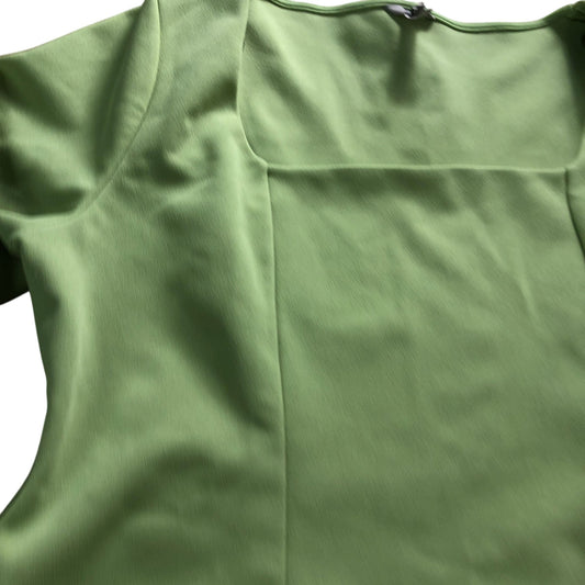 River Island Day Dress UK20 Women's Square Neck Long Sleeve Green Casual