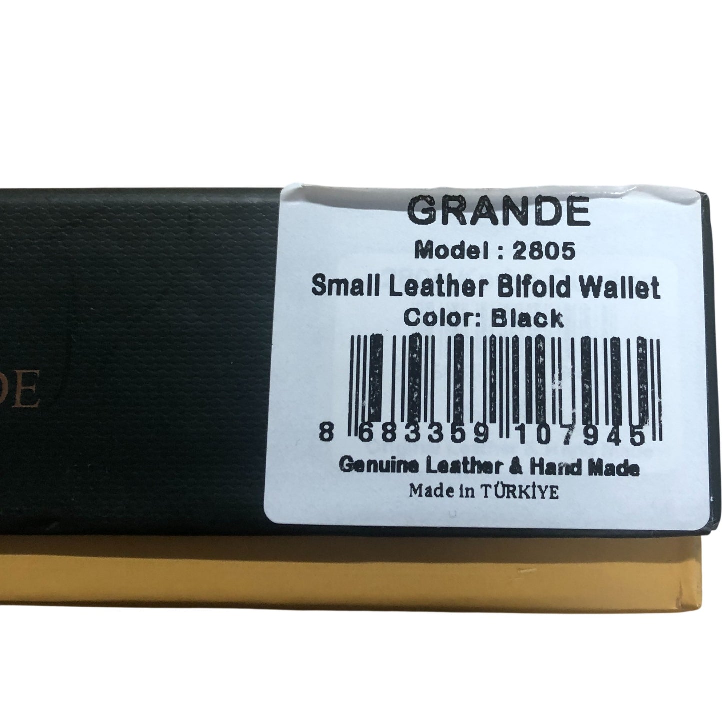 Grande 2805 Small Leather Bifold Wallet Black Genuine Leather Zip Closure