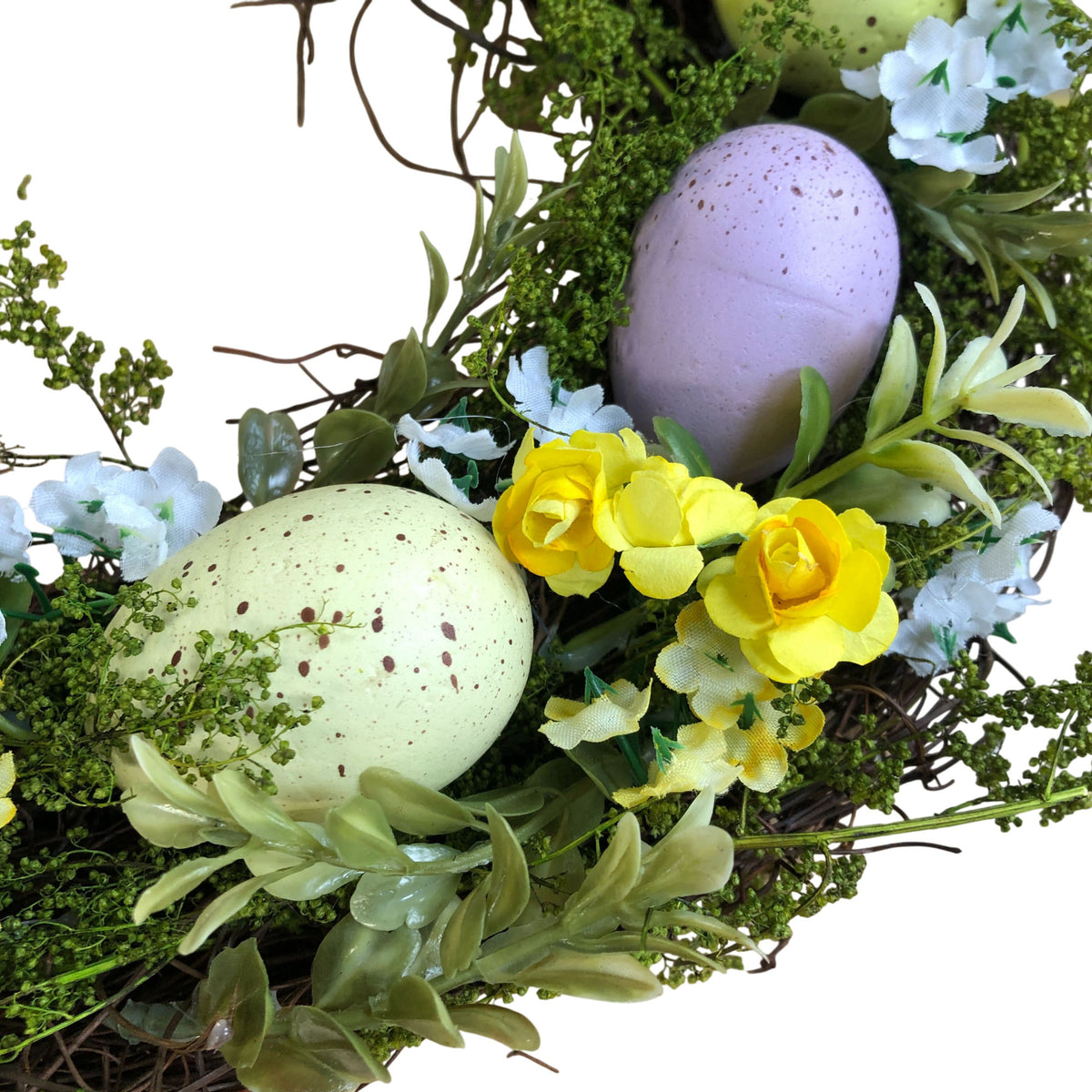 Easter Wreath Decorative Spring Design With Colourful Eggs And Flowers