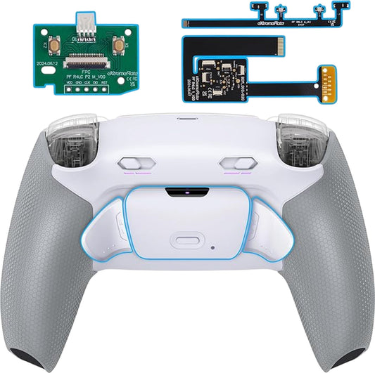 eXtremeRate RISE Plus MAX Back Paddles Kit with Clicky Trigger Stops White Grey