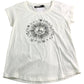 Branded Love Print T-Shirt Women Size 12 White Cotton Short Sleeve Top