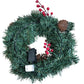 Lit Festive Green Wreath With Pine Cones And Red Berries 12"