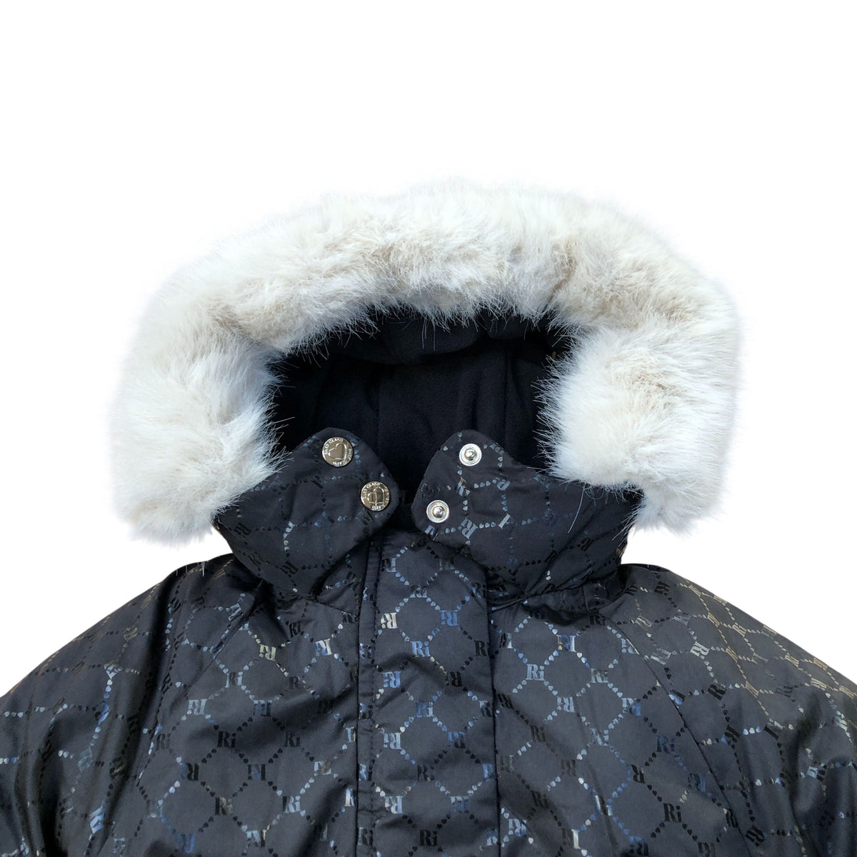 River Island Kids Coat 2-3 Years Unisex Black Faux Fur Hooded Padded Jacket