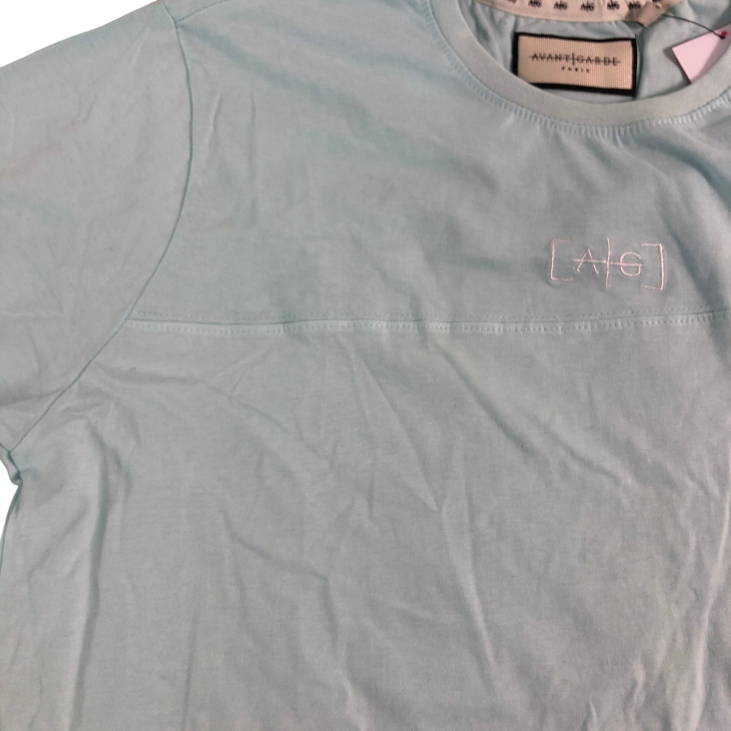 AVANT GARDE Paris AGM108 XXL Men's Casual T-Shirt Light Blue Cotton Short Sleeve